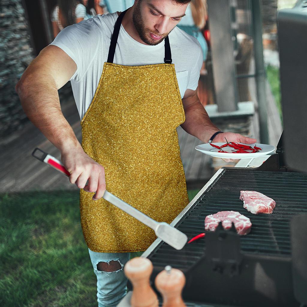 Gold Glitter Star Print Pattern Men's Apron-grizzshop