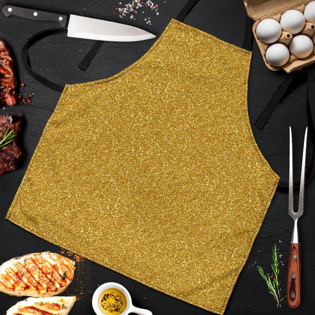 Gold Glitter Star Print Pattern Men's Apron-grizzshop