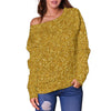 Gold Glitter Star Print Pattern Women Off Shoulder Sweatshirt-grizzshop