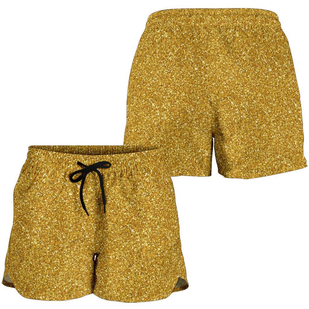 Gold Glitter Star Print Pattern Women's Shorts-grizzshop