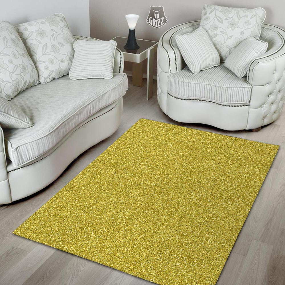 Gold Glitter Texture Print Floor Mat-grizzshop