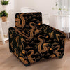 Gold Janpanese Dragon Print Armchair Cover-grizzshop