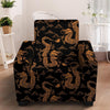 Gold Janpanese Dragon Print Armchair Cover-grizzshop