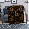 Gold Janpanese Dragon Print Blanket-grizzshop