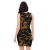 Gold Janpanese Dragon Print Bodycon Dress-grizzshop