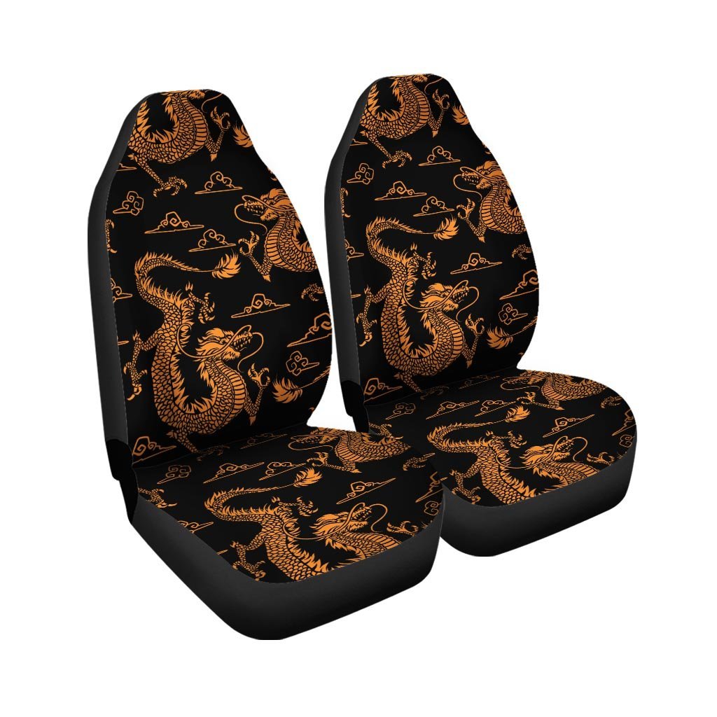 Gold Janpanese Dragon Print Car Seat Covers-grizzshop