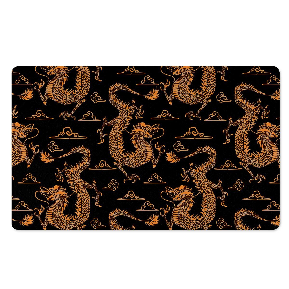 Gold Janpanese Dragon Print Door Mat-grizzshop