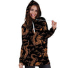 Gold Janpanese Dragon Print Hoodie Dress-grizzshop