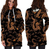 Gold Janpanese Dragon Print Hoodie Dress-grizzshop