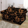 Gold Janpanese Dragon Print Loveseat Cover-grizzshop