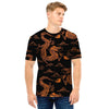 Gold Janpanese Dragon Print Men T Shirt-grizzshop