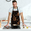 Gold Janpanese Dragon Print Men's Apron-grizzshop