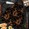 Gold Janpanese Dragon Print Men's Apron-grizzshop