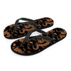 Gold Janpanese Dragon Print Men's Flip Flops-grizzshop