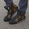 Gold Janpanese Dragon Print Men's High Top Shoes-grizzshop