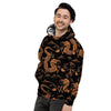 Gold Janpanese Dragon Print Men's Hoodie-grizzshop