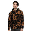 Gold Janpanese Dragon Print Men's Hoodie-grizzshop