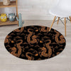 Gold Janpanese Dragon Print Round Rug-grizzshop