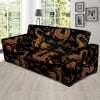 Gold Janpanese Dragon Print Sofa Cover-grizzshop