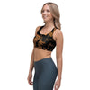 Gold Janpanese Dragon Print Sports Bra-grizzshop