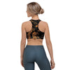 Gold Janpanese Dragon Print Sports Bra-grizzshop