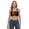 Gold Janpanese Dragon Print Sports Bra-grizzshop