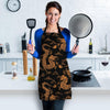 Gold Janpanese Dragon Print Women's Apron-grizzshop