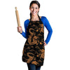 Gold Janpanese Dragon Print Women's Apron-grizzshop