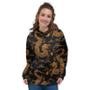 Gold Janpanese Dragon Print Women's Hoodie-grizzshop