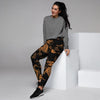 Gold Janpanese Dragon Print Women's Joggers-grizzshop