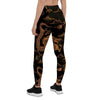 Gold Janpanese Dragon Print Women's Leggings-grizzshop