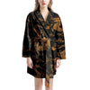 Gold Janpanese Dragon Print Women's Robe-grizzshop