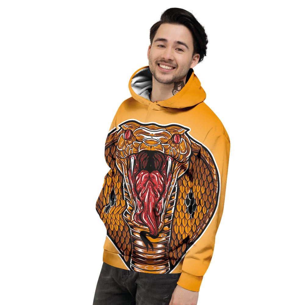 Gold King Cobra Snake Head Print Men's Hoodie-grizzshop