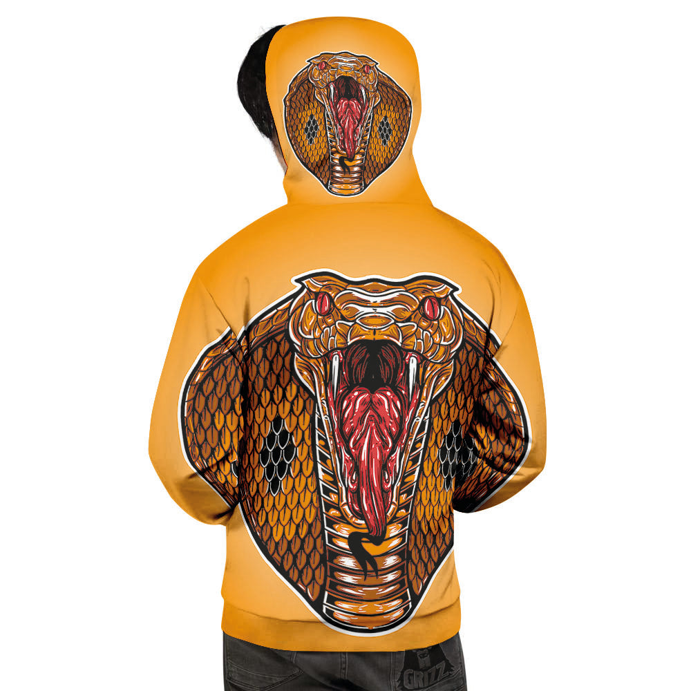 Gold King Cobra Snake Head Print Men's Hoodie-grizzshop