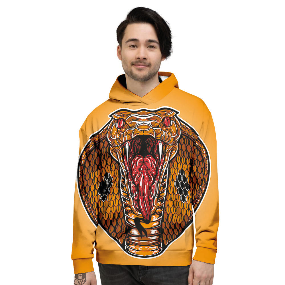 Gold King Cobra Snake Head Print Men's Hoodie-grizzshop