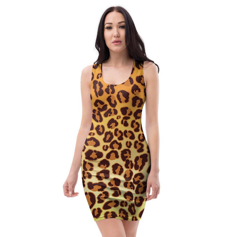 Gold Leopard Bodycon Dress-grizzshop