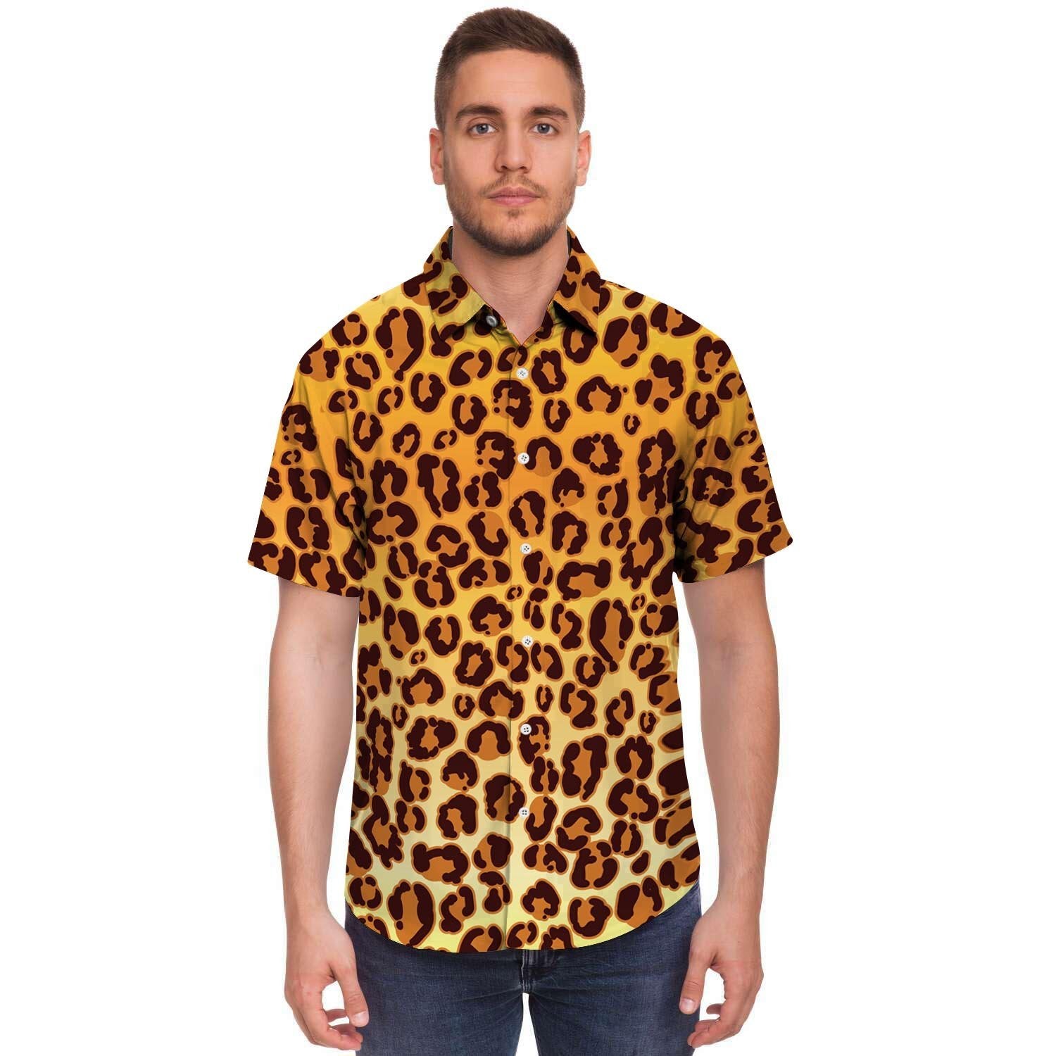 Gold Leopard Men's Short Sleeve Shirt-grizzshop