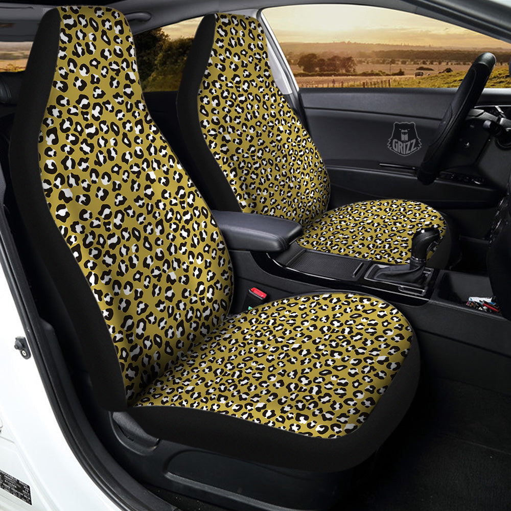 Gold Leopard Print Pattern Car Seat Covers-grizzshop