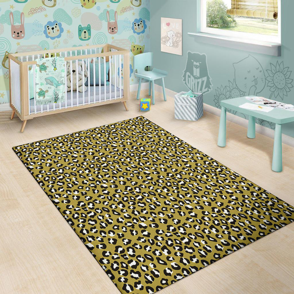Gold Leopard Print Pattern Floor Mat-grizzshop