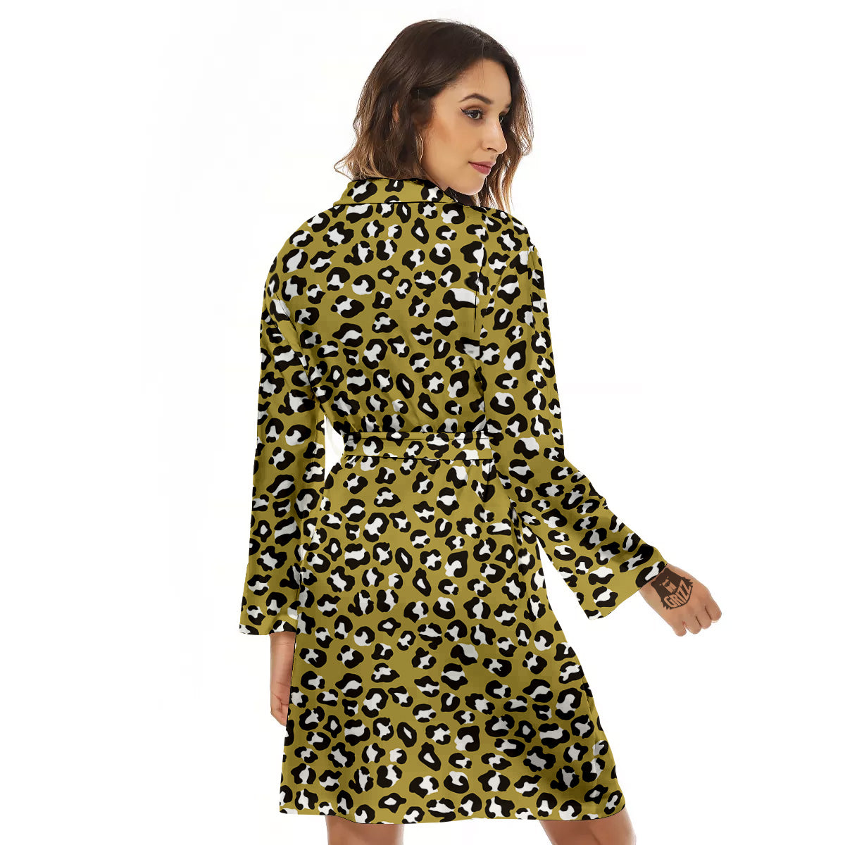 Gold Leopard Print Pattern Women's Robe-grizzshop
