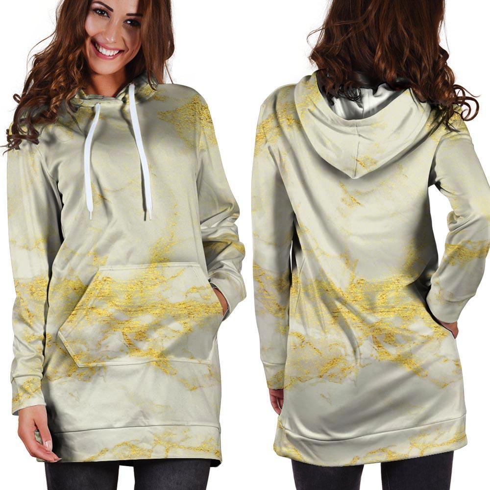 Gold Marble Hoodie Dress-grizzshop