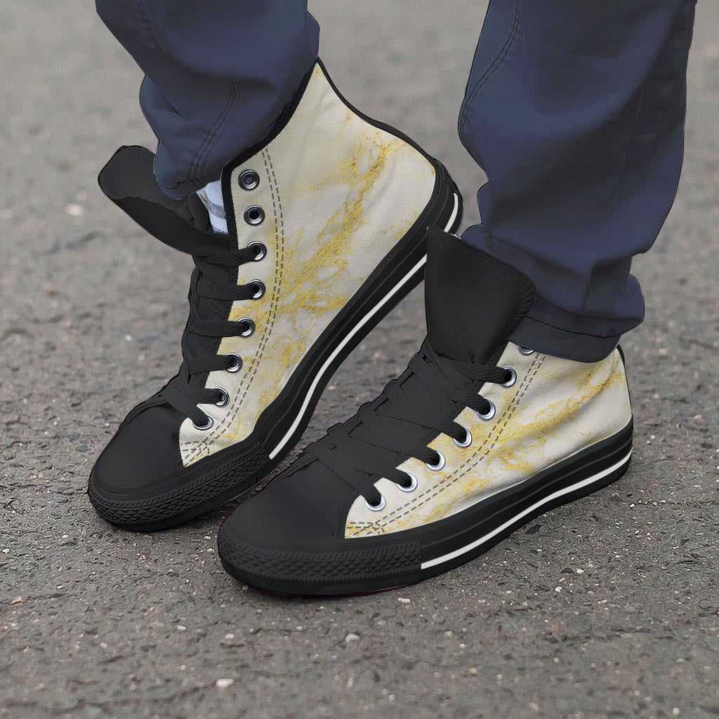 Gold Marble Men's High Top Shoes-grizzshop