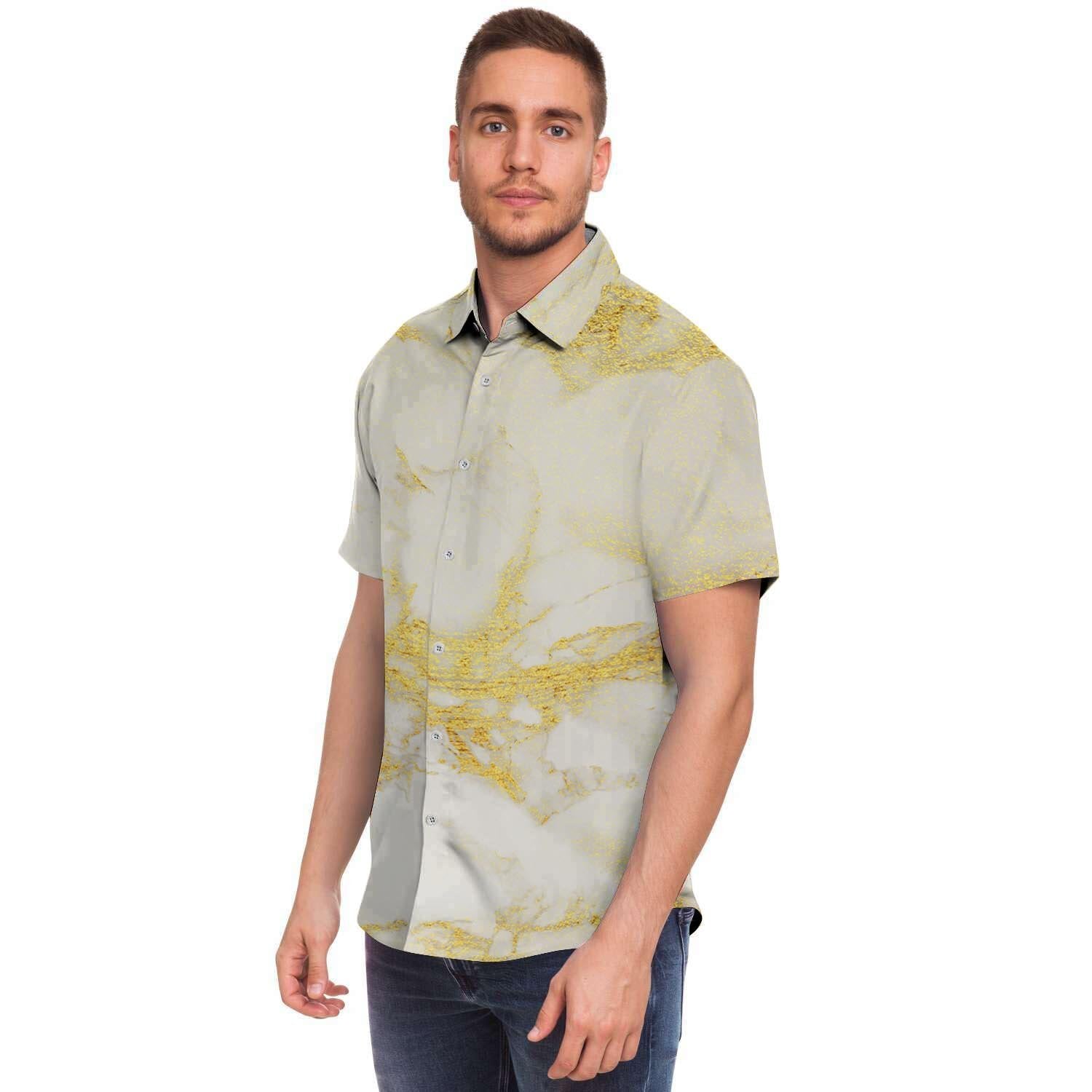 Gold Marble Men's Short Sleeve Shirt-grizzshop