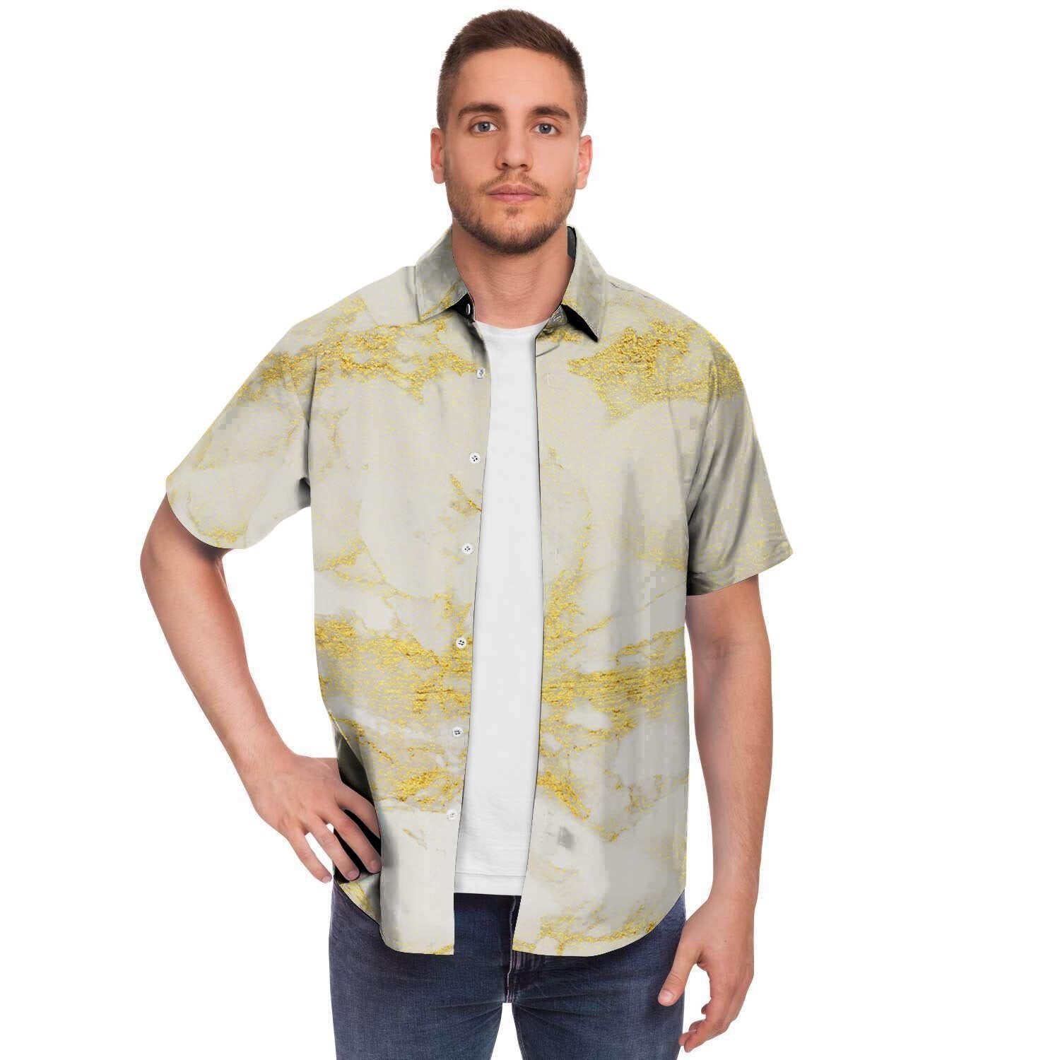Gold Marble Men's Short Sleeve Shirt-grizzshop