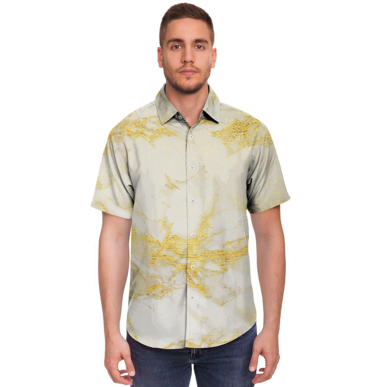 Gold Marble Men's Short Sleeve Shirt-grizzshop