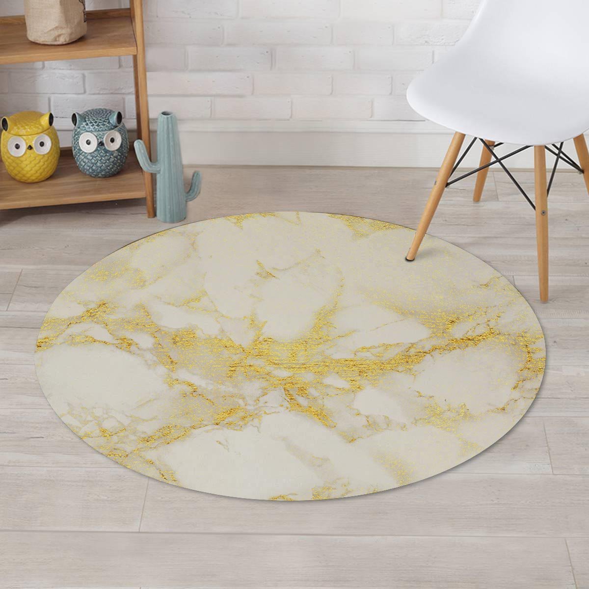 Gold Marble Round Rug-grizzshop