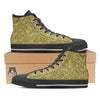 Gold Paisley Bandana Print Black High Top Shoes-grizzshop