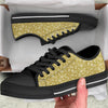 Gold Paisley Bandana Print Black Low Top Shoes-grizzshop