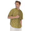 Gold Paisley Bandana Print Men's Short Sleeve Shirts-grizzshop