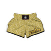 Gold Paisley Bandana Print Muay Thai Boxing Shorts-grizzshop